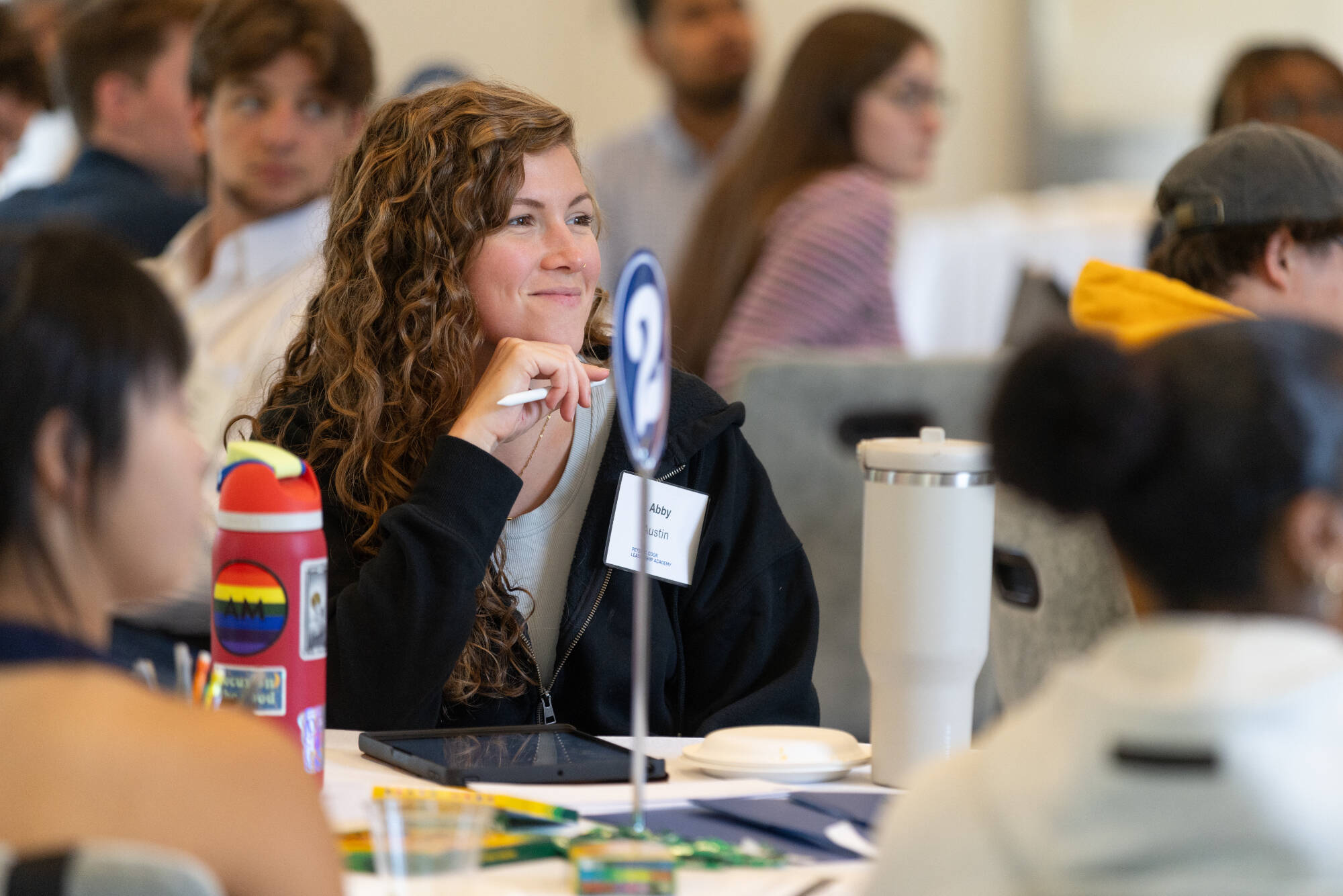 A Cook Leadership Academy listens during a presentation at a self reflection workshop.
